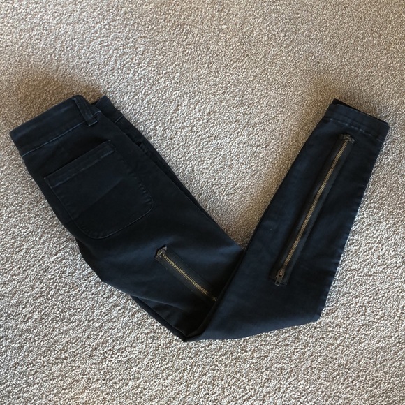 New rare Current / Elliott Super Zip skinny edgy punk zipper moto ankle pants